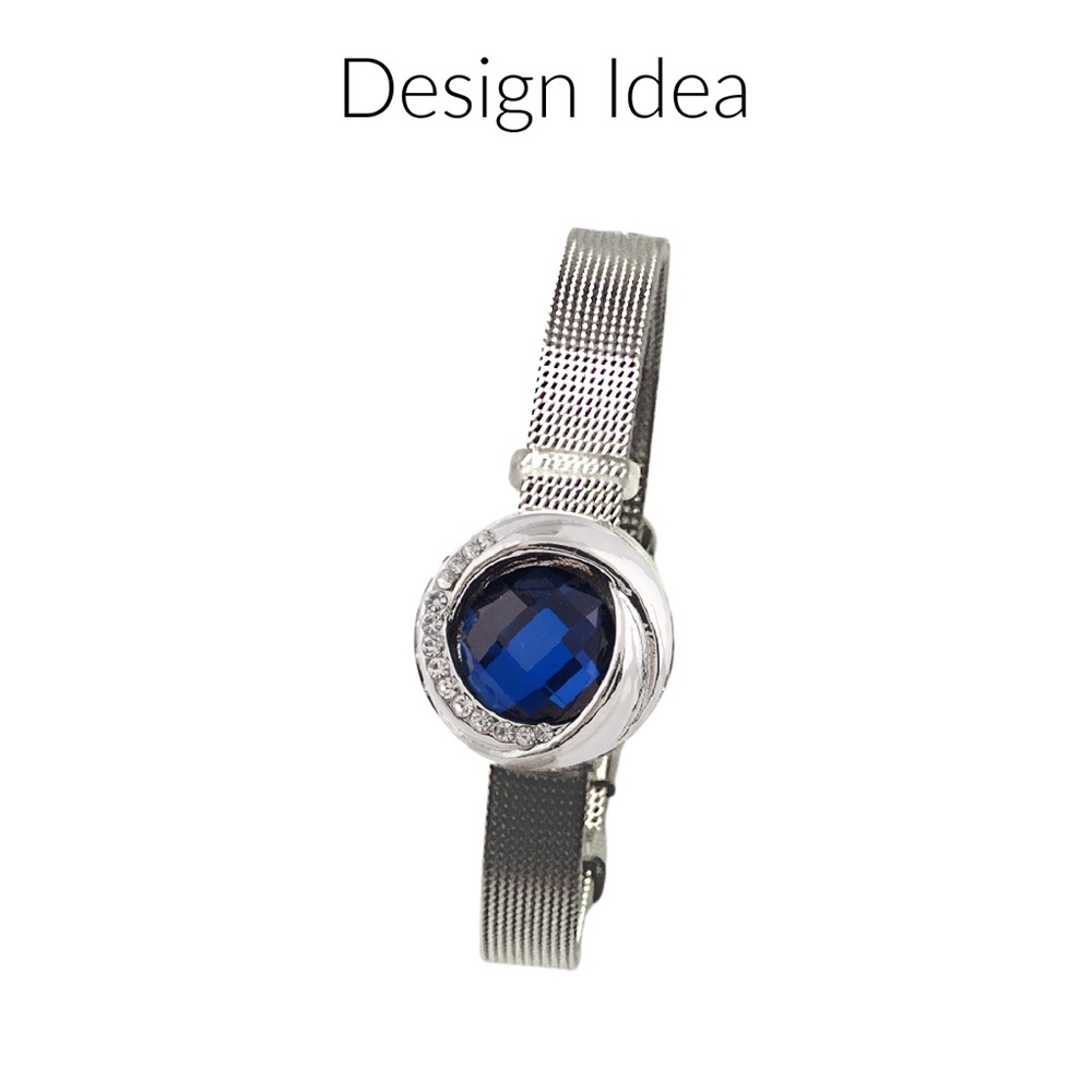 Snap Charm Colorful Blue Crystals Set of 3 Standard Size 20mm 3/4" Diameter - Picture 3 of 3